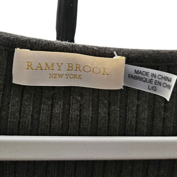 Ramy Brook Pilar Dress Large Green Cut Out Ribbed Knit Sweater Midi Cashmere - Picture 5 of 11